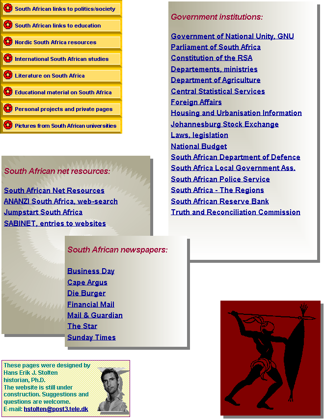 South African net resources, government institutions, newspapers.